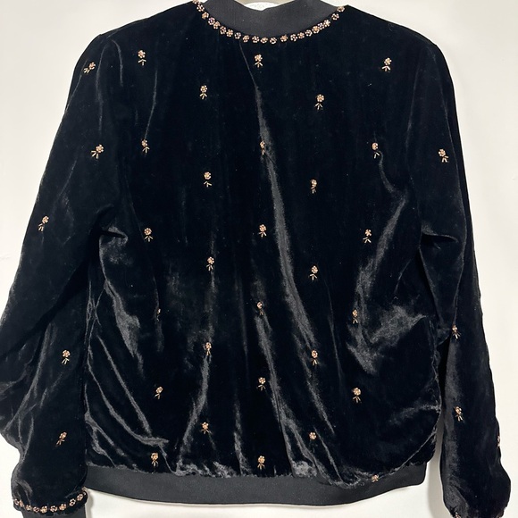 Lovestitch Cait Black Velvet Beaded Bomber Jacket size Medium - Picture 6 of 8